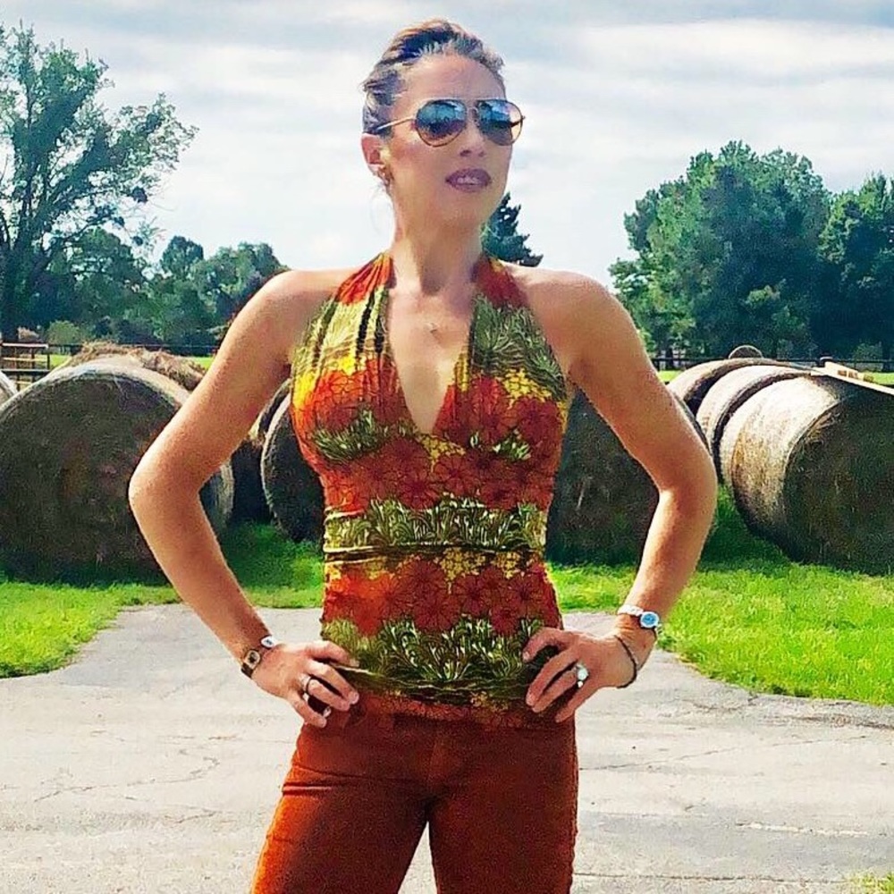 BOHO Rustic Color Floral Halter Top